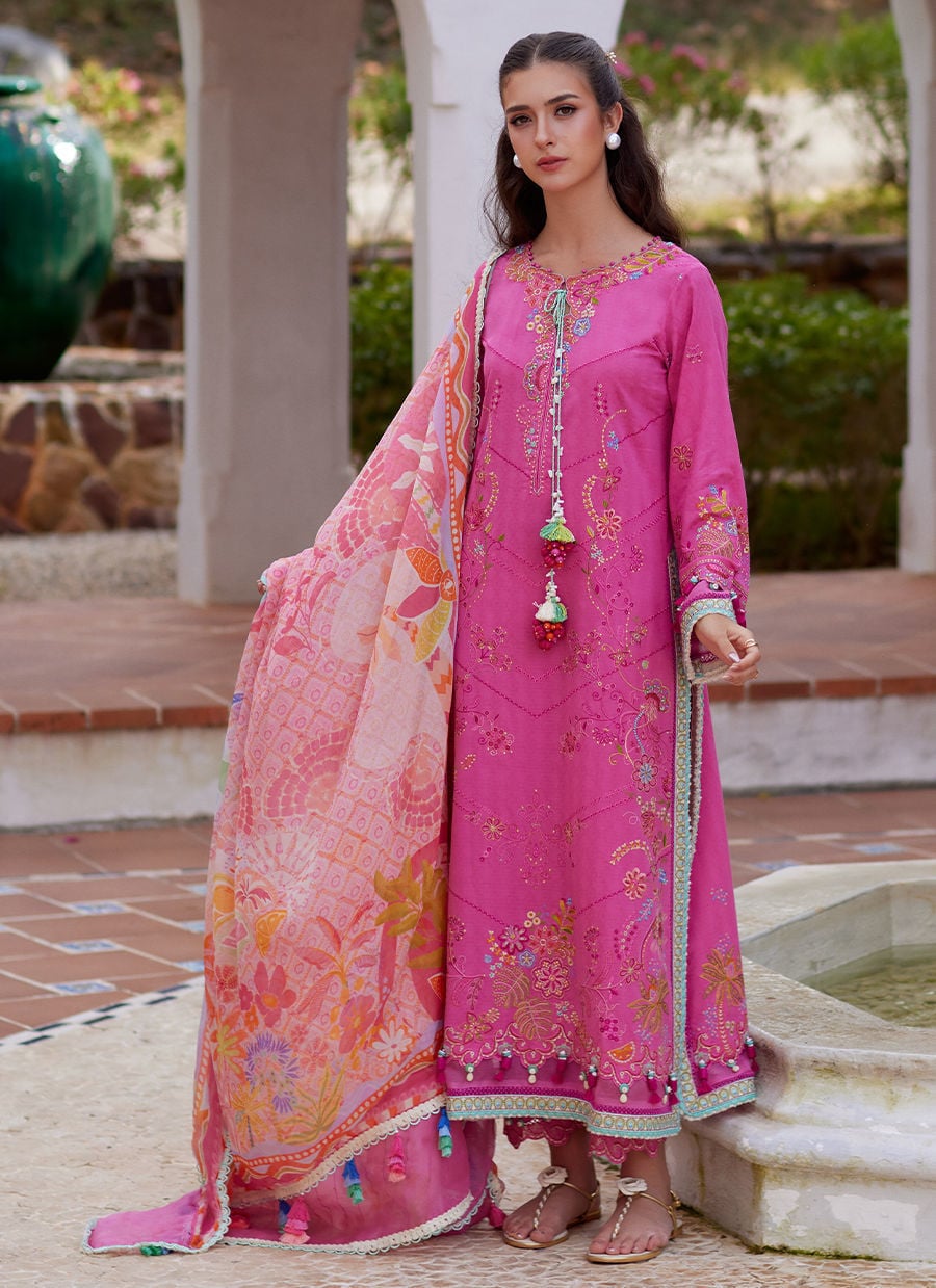 Farah Talib Aziz | Luxury Lawn 26 | Palmira Pink - Luxury Dress - available at Maria Faisal in UK and USA.