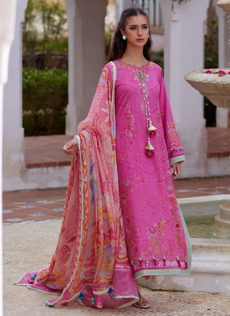 Farah Talib Aziz | Luxury Lawn 26 | Palmira Pink - Luxury Dress - available at Maria Faisal in UK and USA.