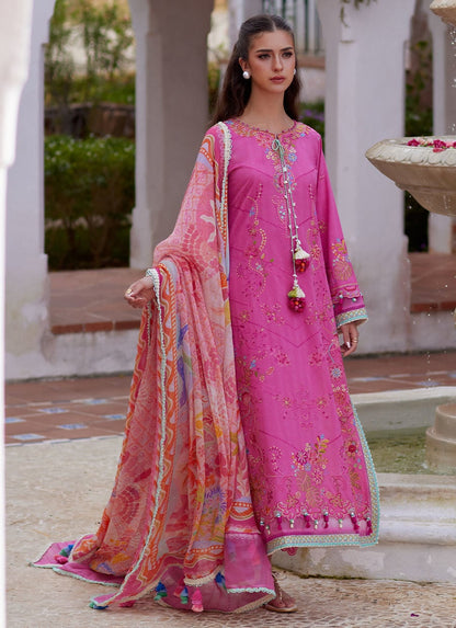 Farah Talib Aziz | Luxury Lawn 26 | Palmira Pink - Luxury Dress - available at Maria Faisal in UK and USA.
