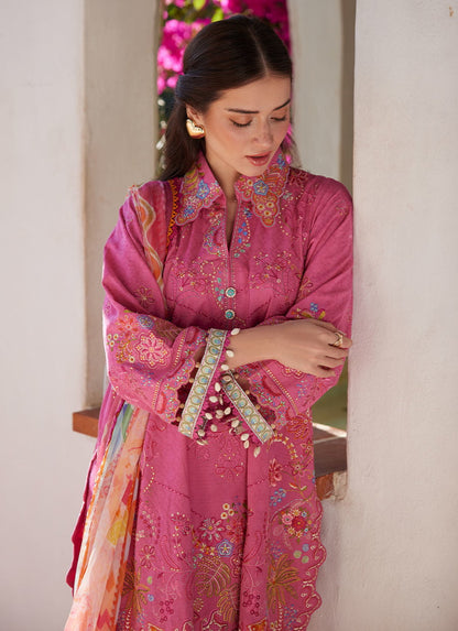 Farah Talib Aziz | Luxury Lawn 26 | Palmira Pink - Luxury Dress - available at Maria Faisal in UK and USA.