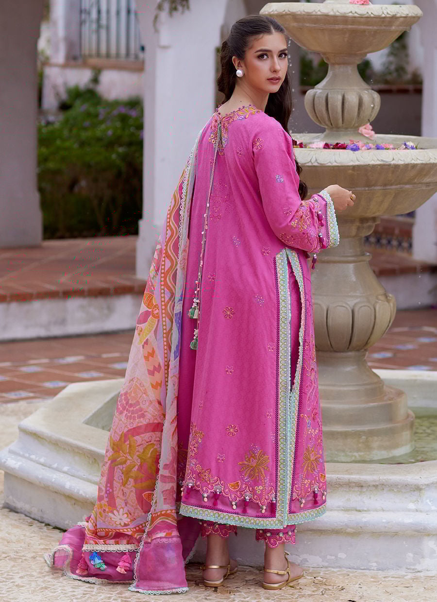 Farah Talib Aziz | Luxury Lawn 26 | Palmira Pink - Luxury Dress - available at Maria Faisal in UK and USA.