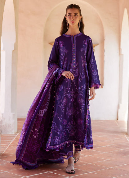 Farah Talib Aziz | Luxury Lawn 26 | Vicenta Violet - Luxury Dress - available at Maria Faisal in UK and USA.
