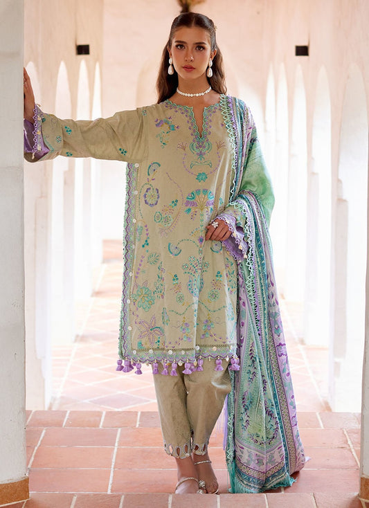 Farah Talib Aziz | Luxury Lawn 26 | Valeria Olive - Luxury Dress - available at Maria Faisal in UK and USA.