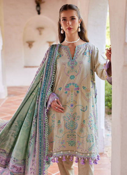 Farah Talib Aziz | Luxury Lawn 26 | Valeria Olive - Luxury Dress - available at Maria Faisal in UK and USA.