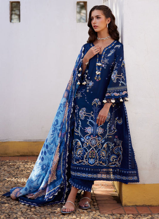 Farah Talib Aziz | Luxury Lawn 26 | Nia Navy - Luxury Dress - available at Maria Faisal in UK and USA.