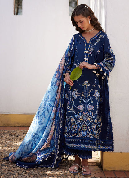 Farah Talib Aziz | Luxury Lawn 26 | Nia Navy - Luxury Dress - available at Maria Faisal in UK and USA.