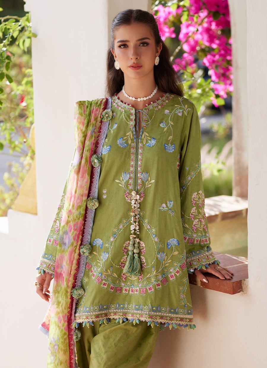 Farah Talib Aziz | Luxury Lawn 26 | Carmen Kiwi - Luxury Dress - available at Maria Faisal in UK and USA.