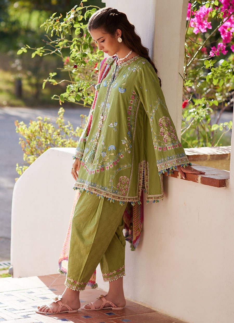 Farah Talib Aziz | Luxury Lawn 26 | Carmen Kiwi - Luxury Dress - available at Maria Faisal in UK and USA.