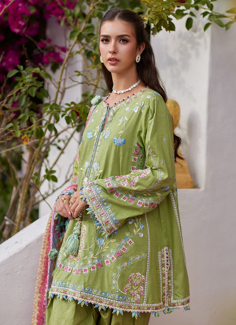Farah Talib Aziz | Luxury Lawn 26 | Carmen Kiwi - Luxury Dress - available at Maria Faisal in UK and USA.
