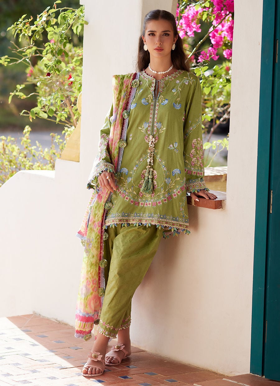 Farah Talib Aziz | Luxury Lawn 26 | Carmen Kiwi - Luxury Dress - available at Maria Faisal in UK and USA.