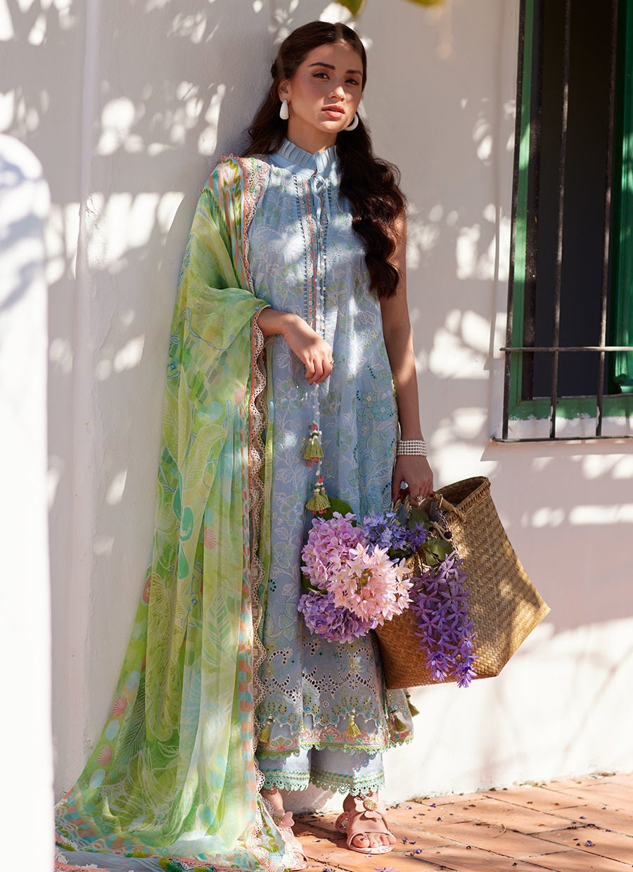 Farah Talib Aziz | Luxury Lawn 26 | Sienna Sky Blue - Luxury Dress - available at Maria Faisal in UK and USA.
