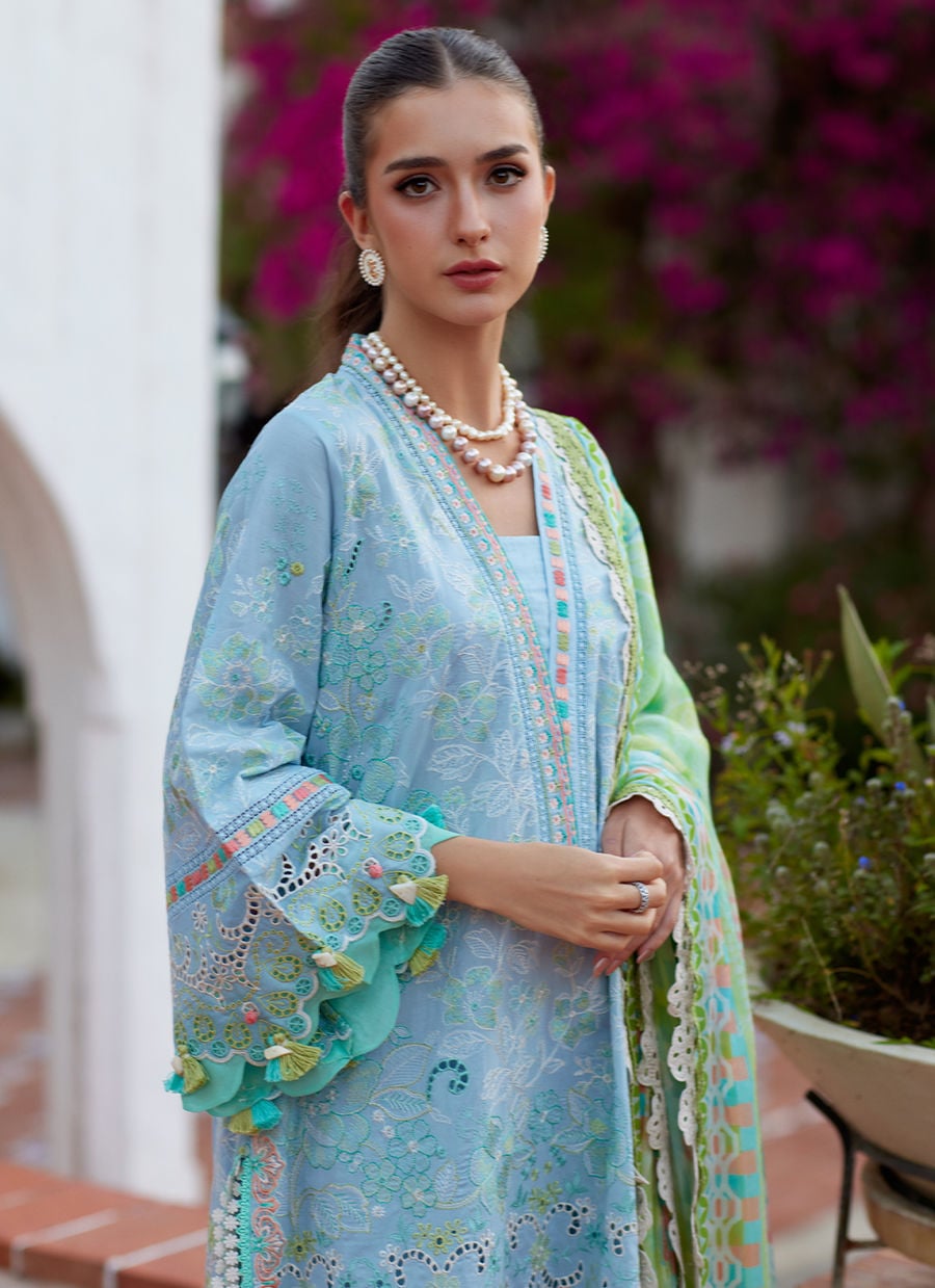 Farah Talib Aziz | Luxury Lawn 26 | Sienna Sky Blue - Luxury Dress - available at Maria Faisal in UK and USA.