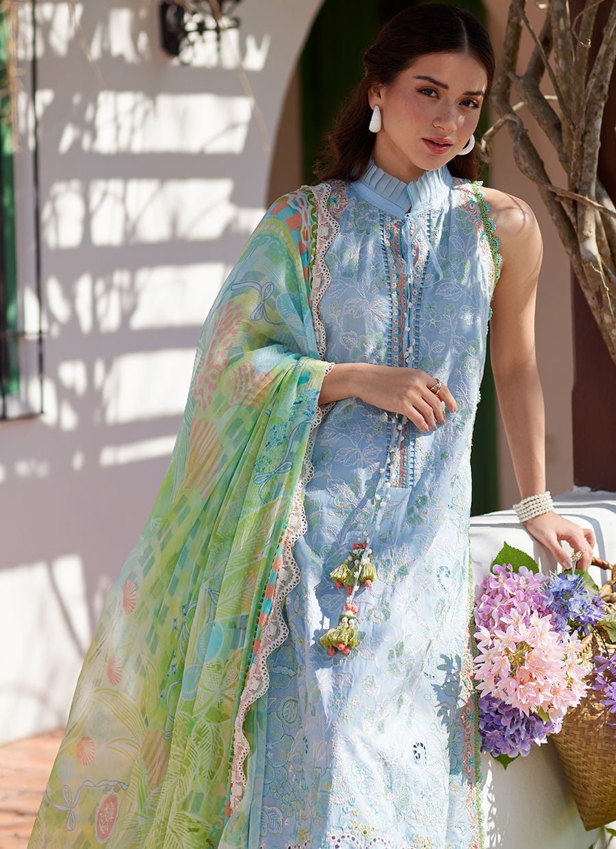 Farah Talib Aziz | Luxury Lawn 26 | Sienna Sky Blue - Luxury Dress - available at Maria Faisal in UK and USA.