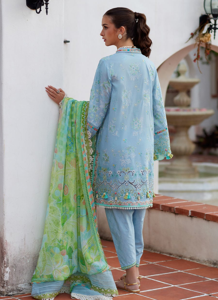 Farah Talib Aziz | Luxury Lawn 26 | Sienna Sky Blue - Luxury Dress - available at Maria Faisal in UK and USA.