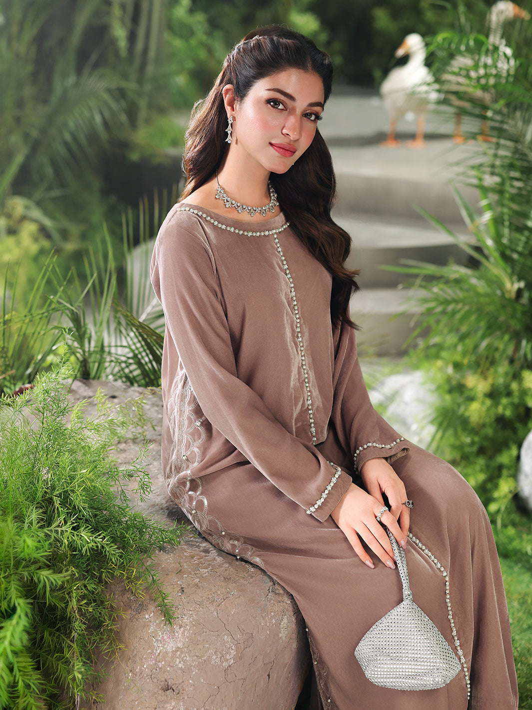 Ain | Twilight The Velvet Edit | AN-187 - Luxury Dress - available at Maria Faisal in UK and USA.