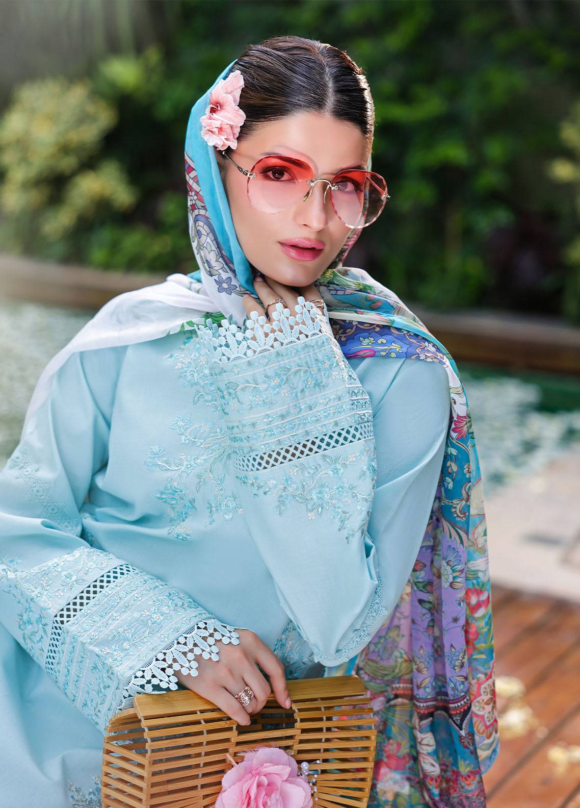 Sahane | Lovent Embroidered Pret 25 | ME23004 Celeste by Maria Faisal - Registered Vendor of : Sahane - type : Ladies Clothes - 100% original wedding dresses