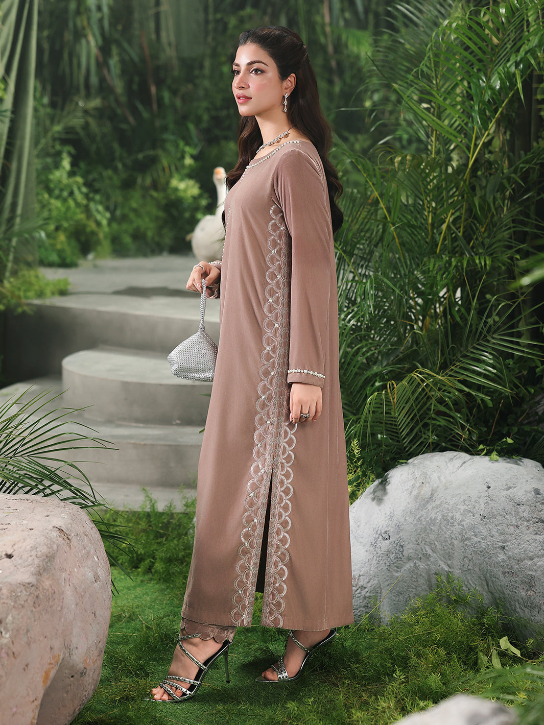 Ain | Twilight The Velvet Edit | AN-187 - Luxury Dress - available at Maria Faisal in UK and USA.