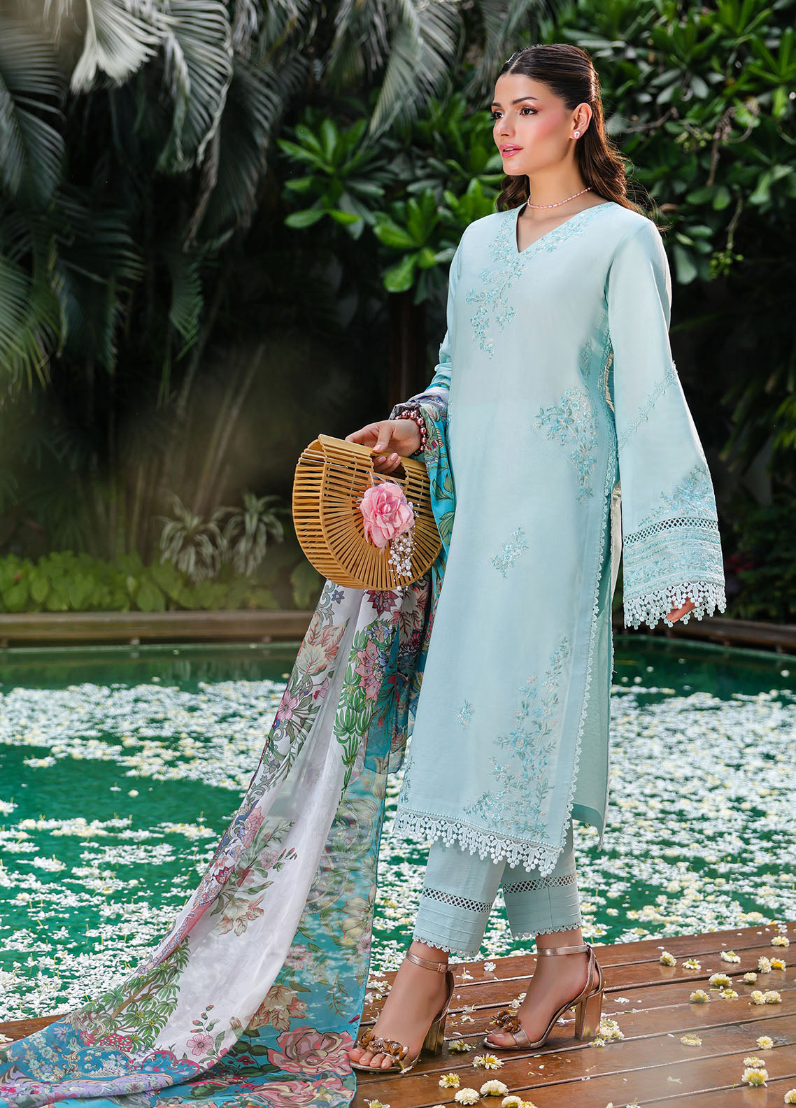 Sahane | Lovent Embroidered Pret 25 | ME23004 Celeste by Maria Faisal - Registered Vendor of : Sahane - type : Ladies Clothes - 100% original wedding dresses