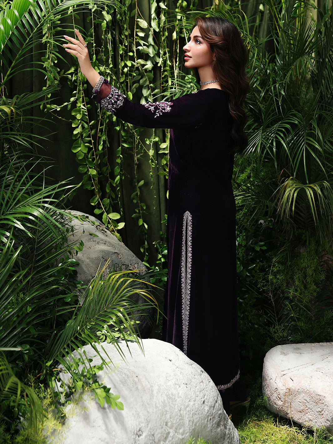 Ain | Twilight The Velvet Edit | AN-180 - Luxury Dress - available at Maria Faisal in UK and USA.