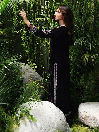 Ain | Twilight The Velvet Edit | AN-180 - Luxury Dress - available at Maria Faisal in UK and USA.