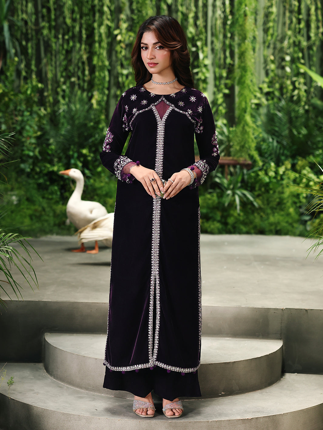 Ain | Twilight The Velvet Edit | AN-180 - Luxury Dress - available at Maria Faisal in UK and USA.