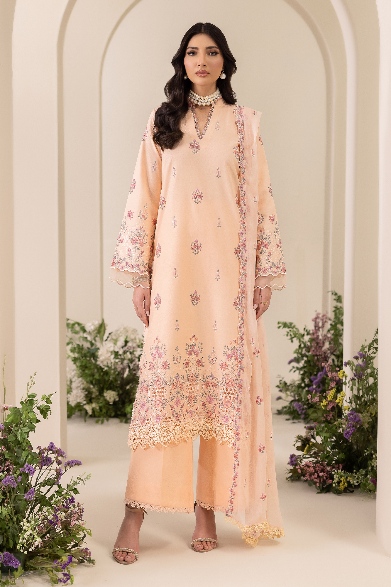 Rajbari | Premium Edition | Embroidered Chiffon Dopatta 04 - Luxury Dress - available at Maria Faisal in UK and USA.