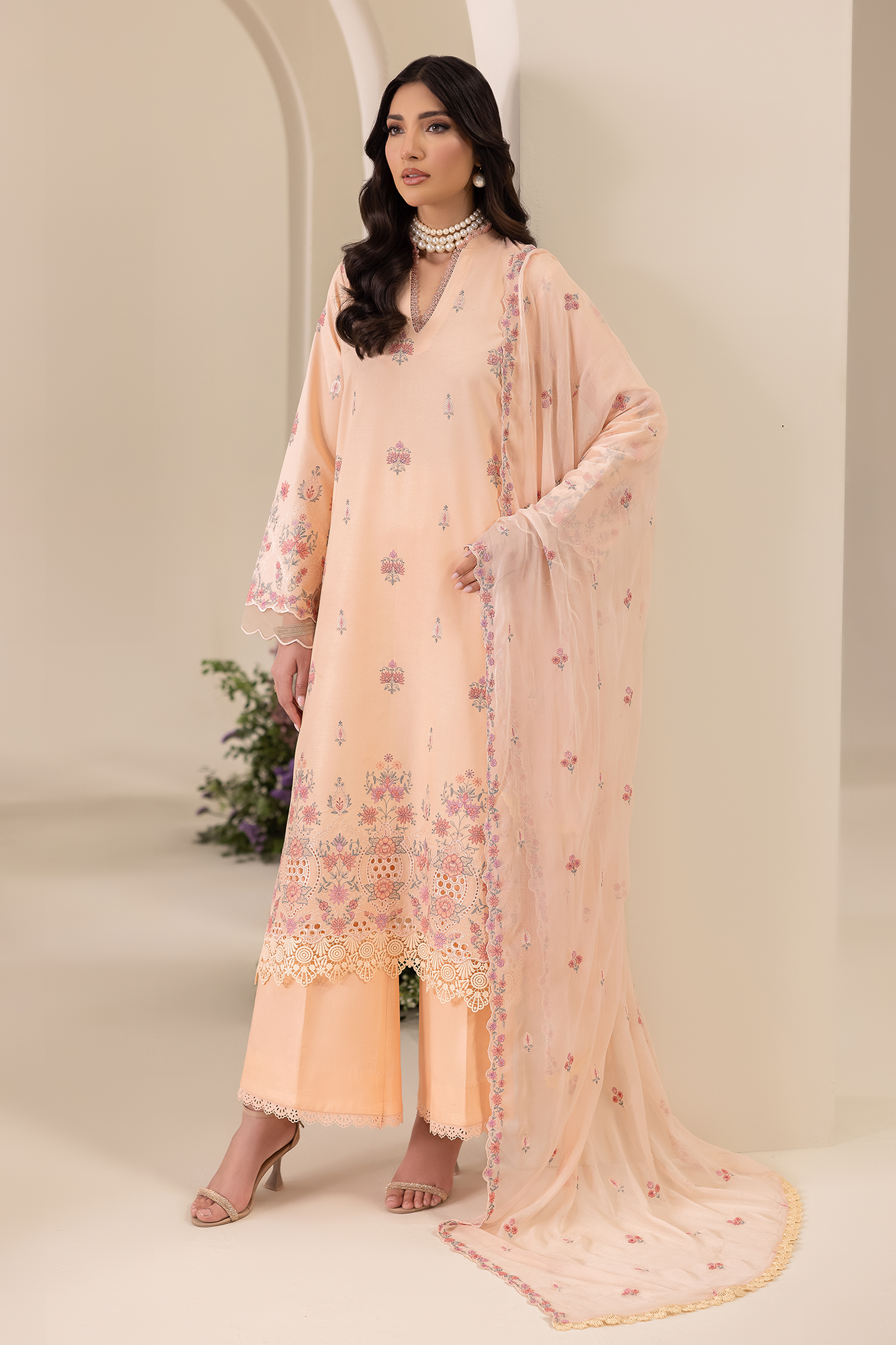 Rajbari | Premium Edition | Embroidered Chiffon Dopatta 04 - Luxury Dress - available at Maria Faisal in UK and USA.