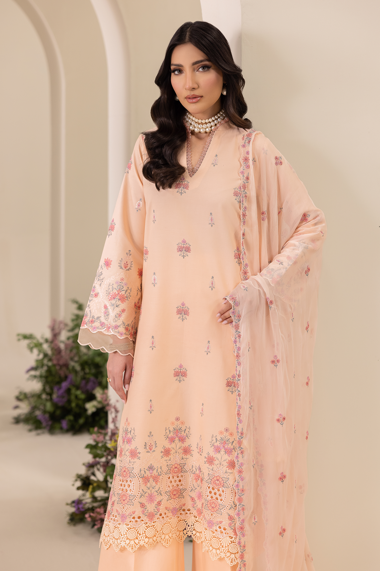 Rajbari | Premium Edition | Embroidered Chiffon Dopatta 04 - Luxury Dress - available at Maria Faisal in UK and USA.