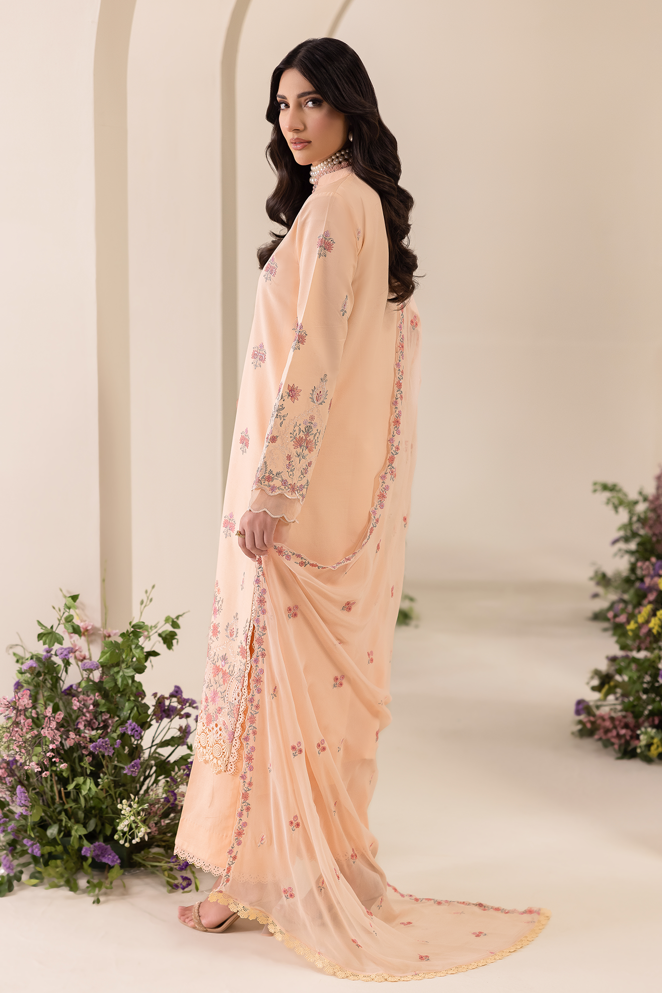 Rajbari | Premium Edition | Embroidered Chiffon Dopatta 04 - Luxury Dress - available at Maria Faisal in UK and USA.