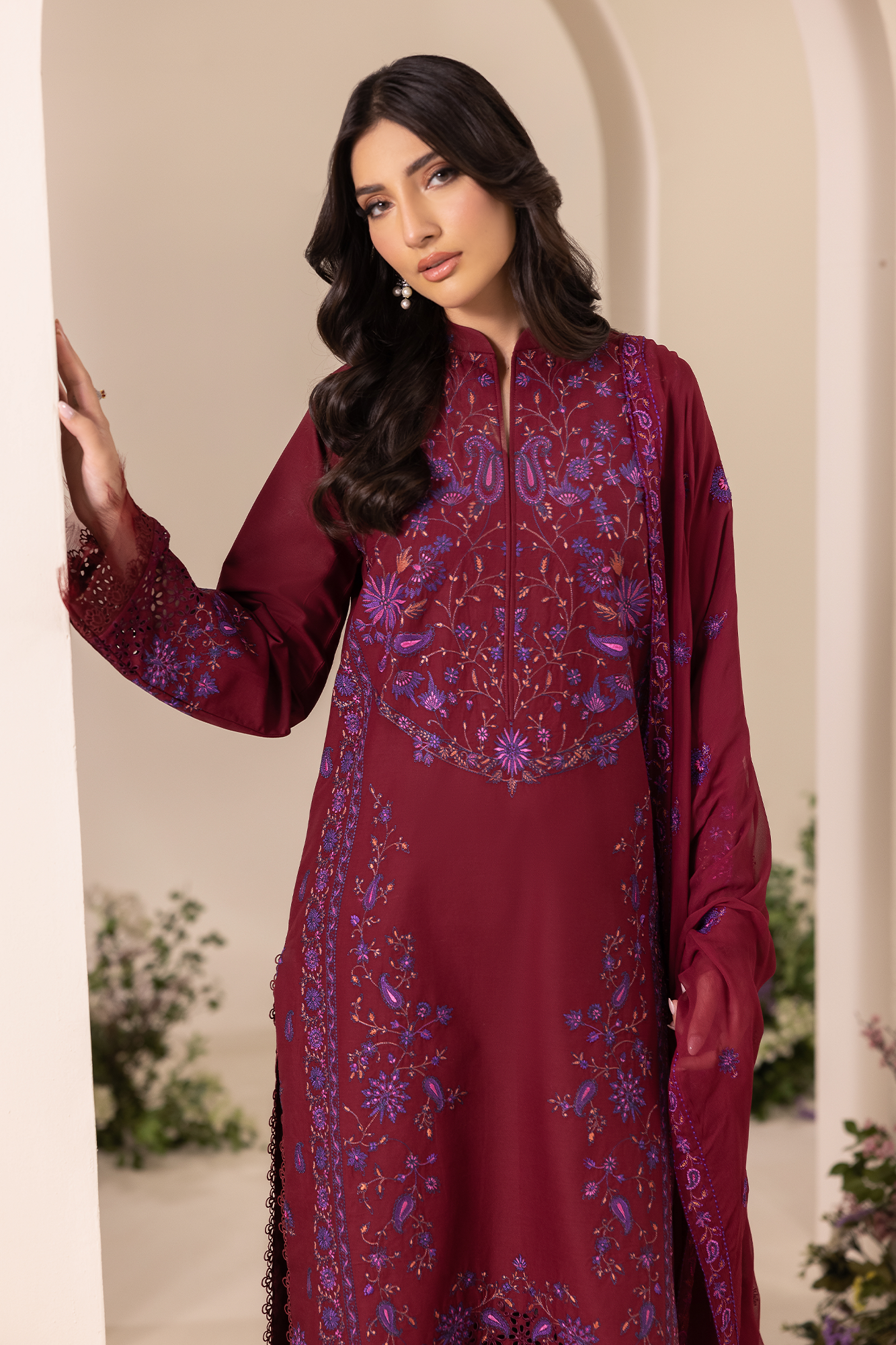 Rajbari | Premium Edition | Embroidered Chiffon Dopatta 08 - Luxury Dress - available at Maria Faisal in UK and USA.