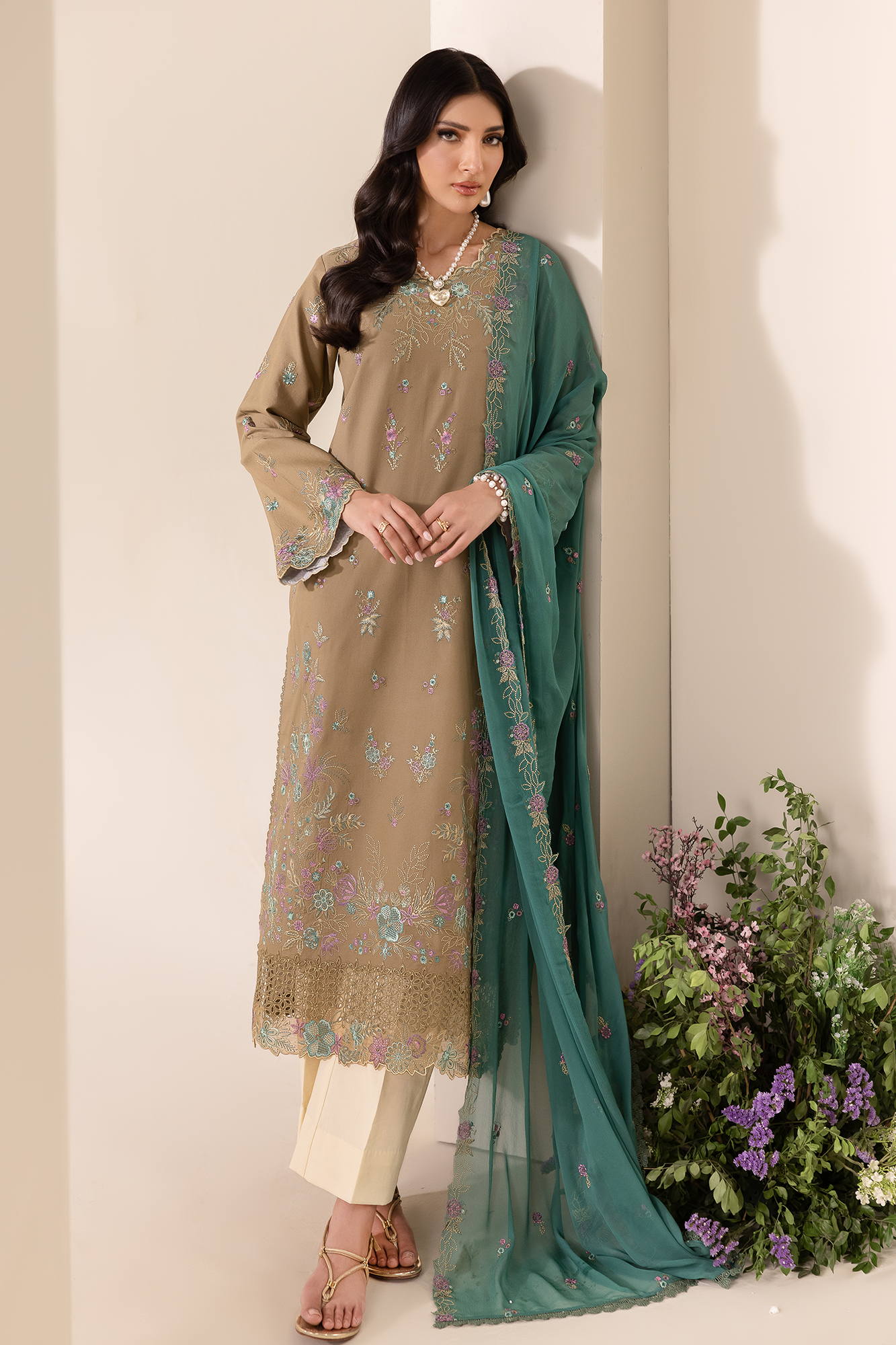 Rajbari | Premium Edition |Embroidered Chiffon Dopatta 03 - Luxury Dress - available at Maria Faisal in UK and USA.