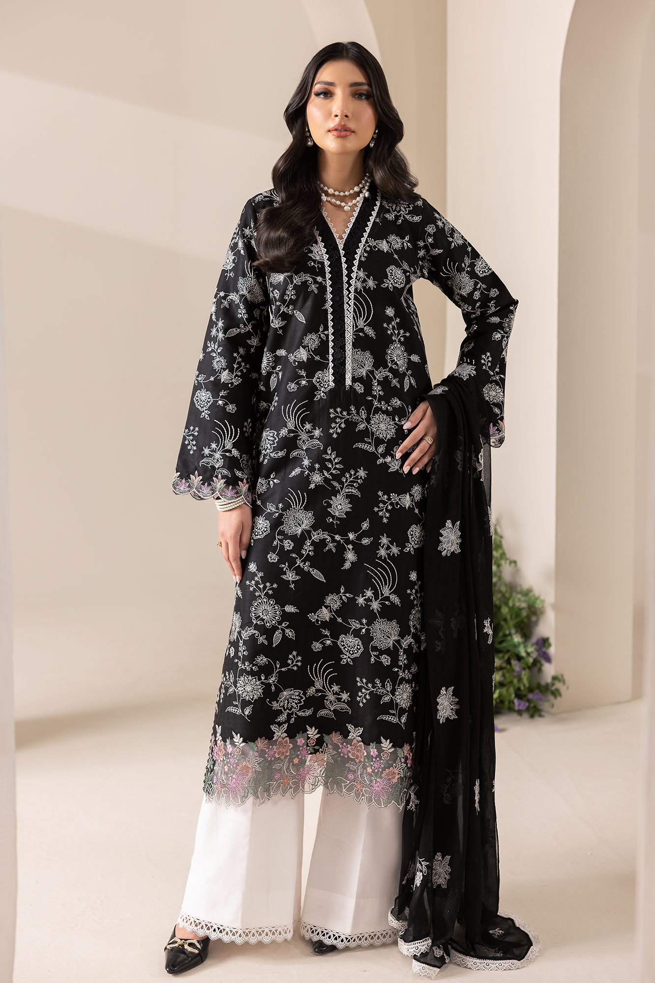 Rajbari | Premium Edition | Embroidered Chiffon Dopatta 10 - Luxury Dress - available at Maria Faisal in UK and USA.