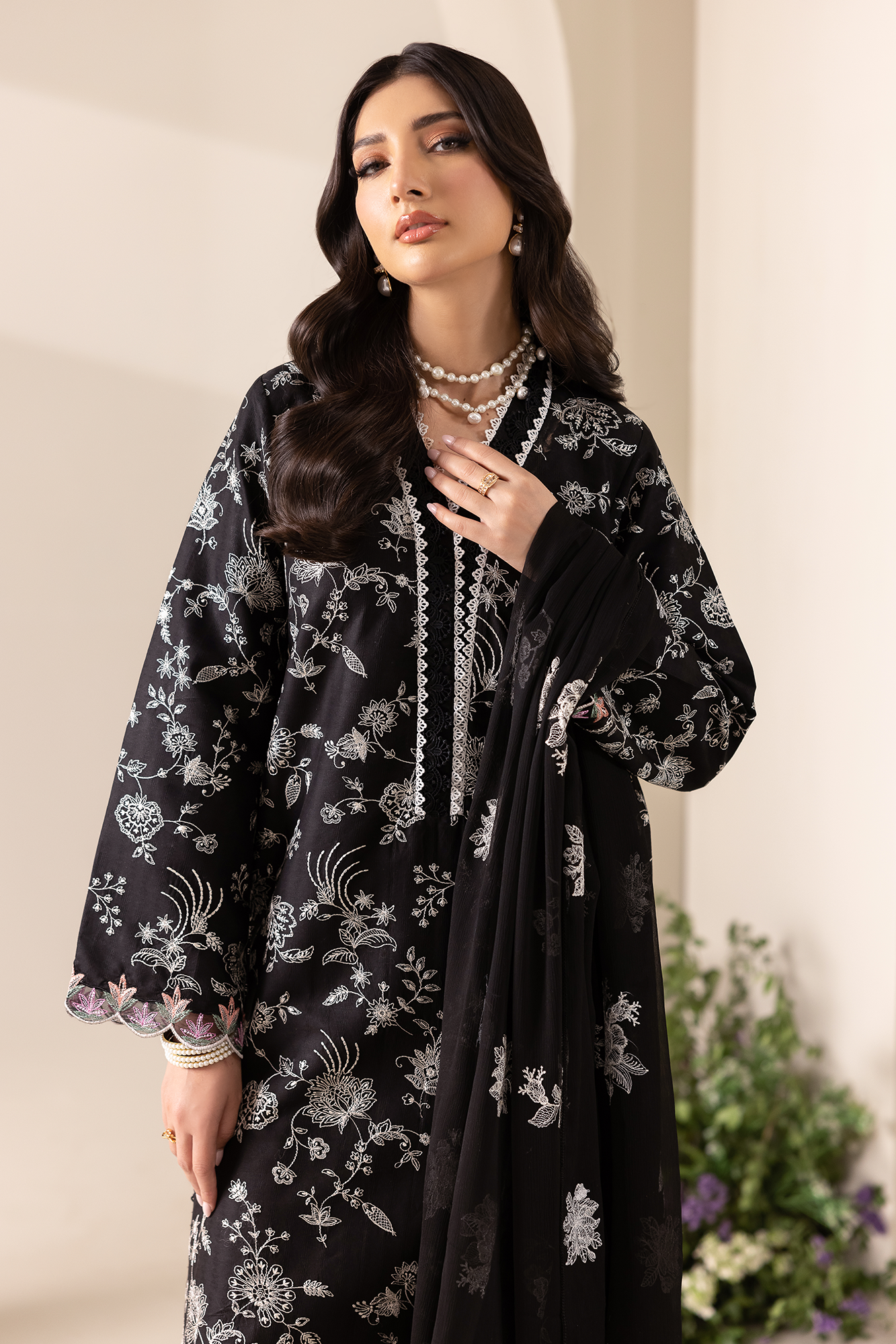 Rajbari | Premium Edition | Embroidered Chiffon Dopatta 10 - Luxury Dress - available at Maria Faisal in UK and USA.