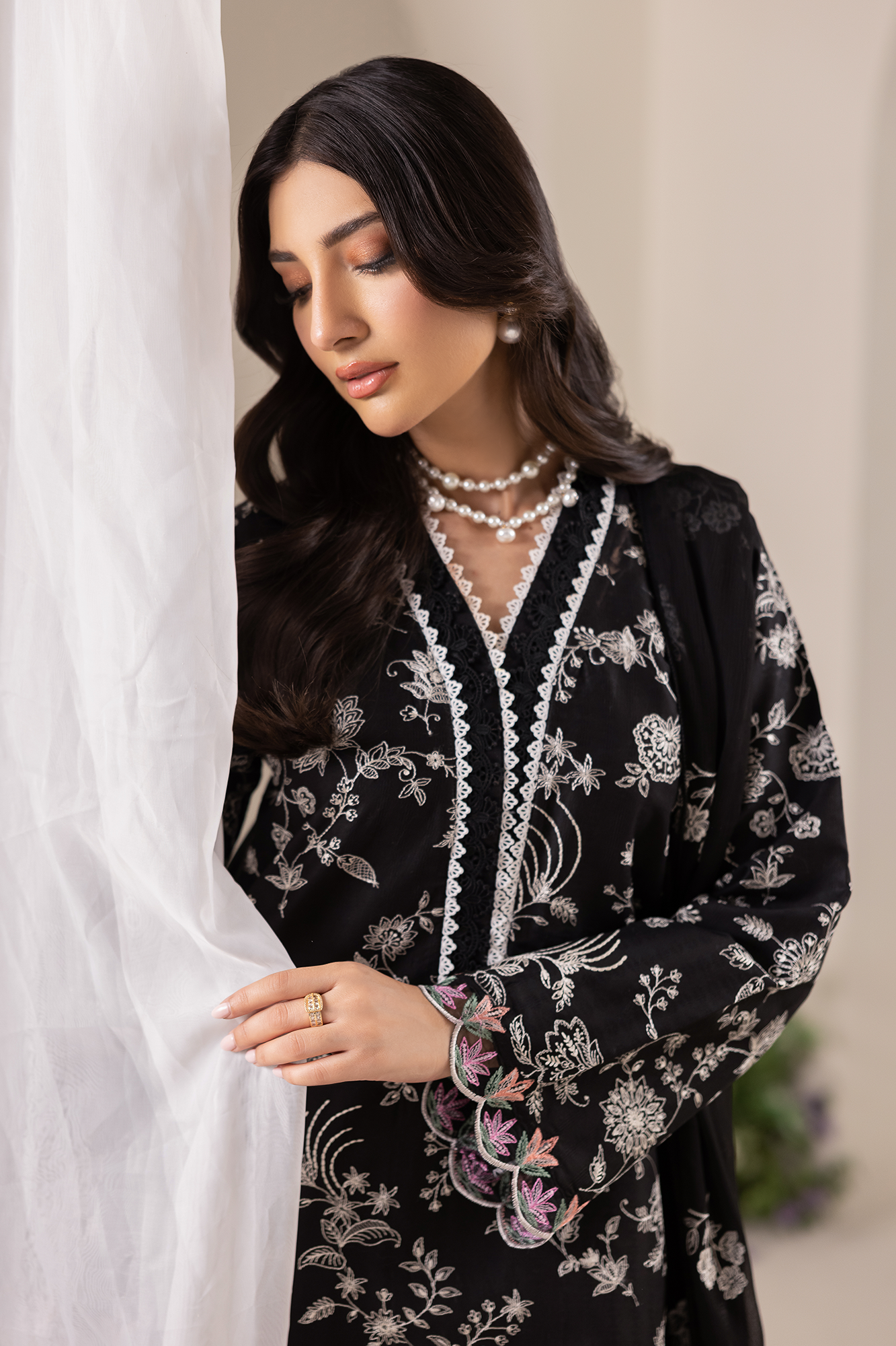 Rajbari | Premium Edition | Embroidered Chiffon Dopatta 10 - Luxury Dress - available at Maria Faisal in UK and USA.