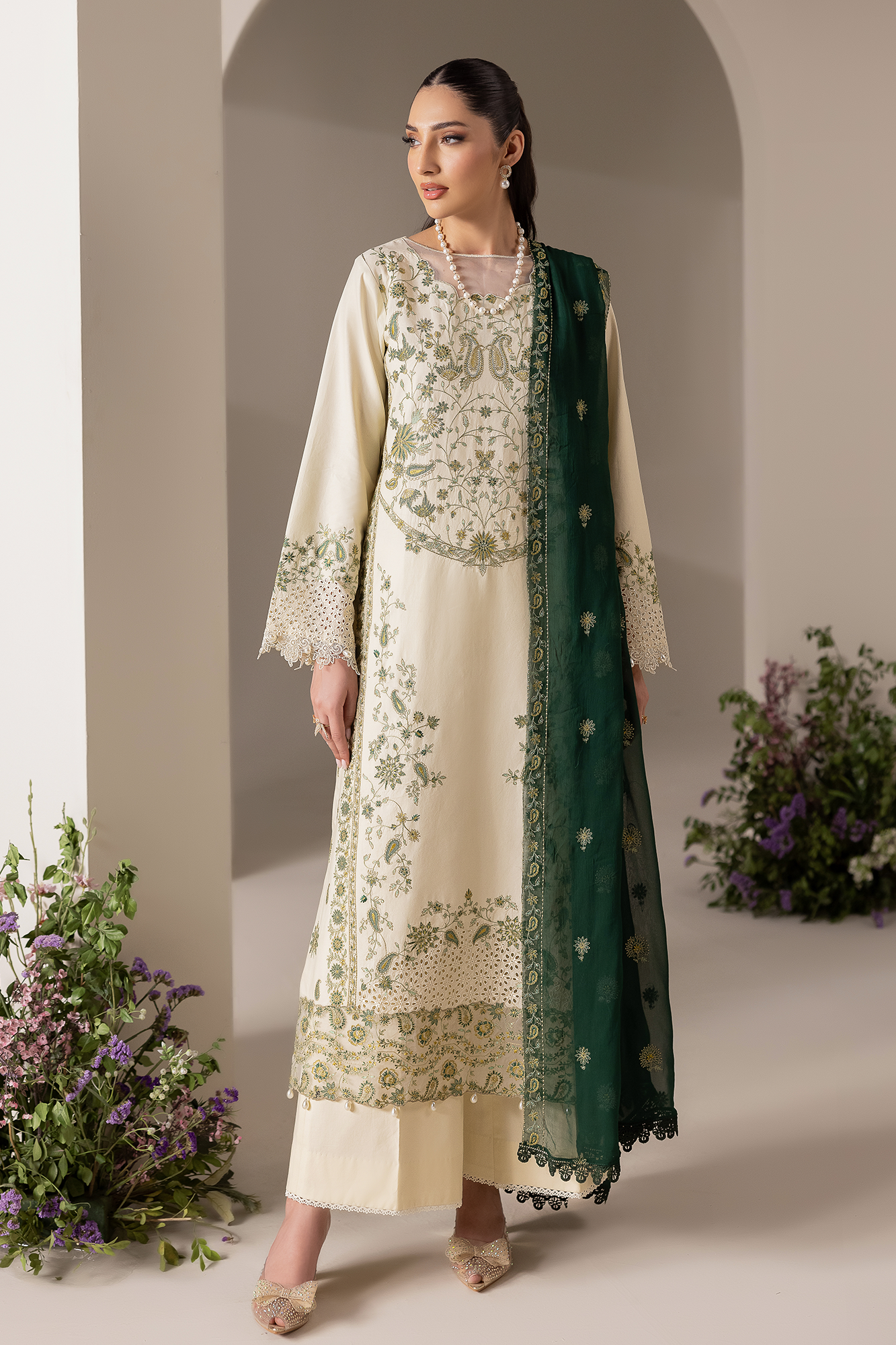 Rajbari | Premium Edition | Embroidered Chiffon Dopatta 05 - Luxury Dress - available at Maria Faisal in UK and USA.