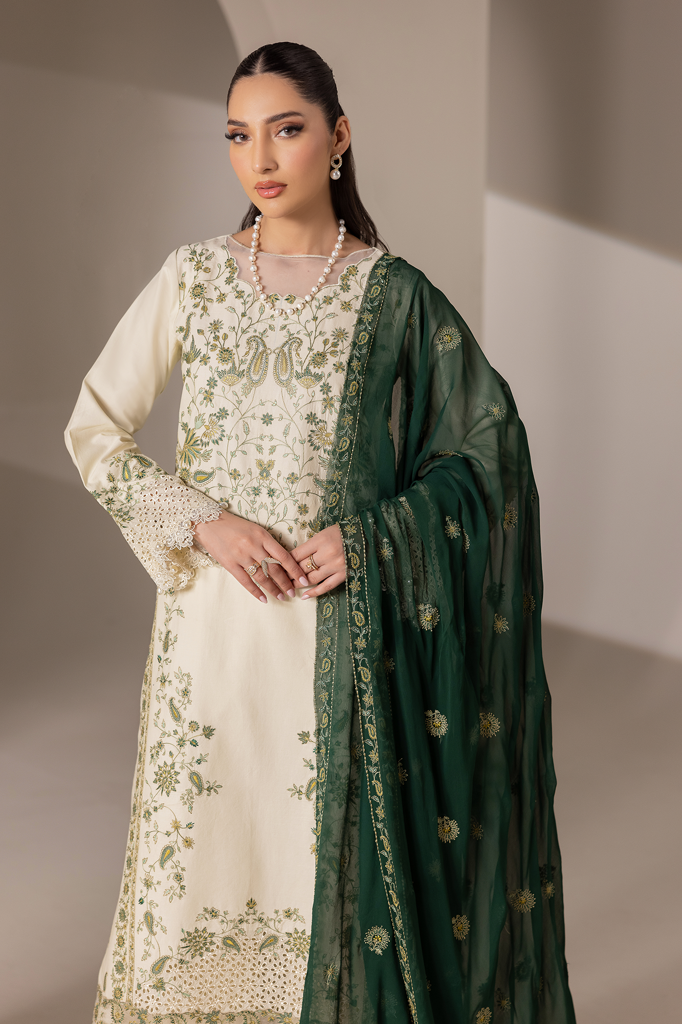Rajbari | Premium Edition | Embroidered Chiffon Dopatta 05 - Luxury Dress - available at Maria Faisal in UK and USA.