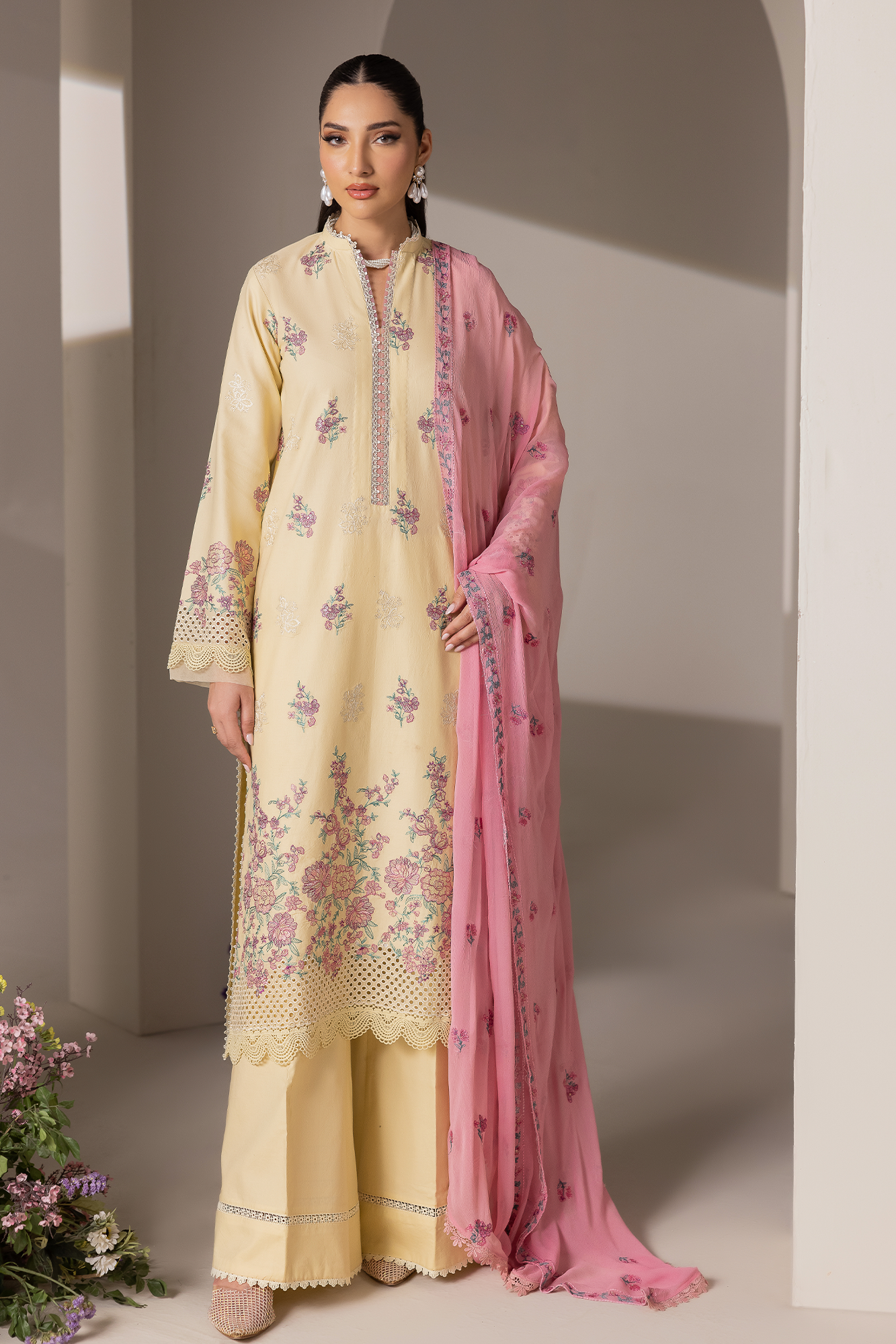 Rajbari | Premium Edition | Embroidered Chiffon Dopatta 09 - Luxury Dress - available at Maria Faisal in UK and USA.