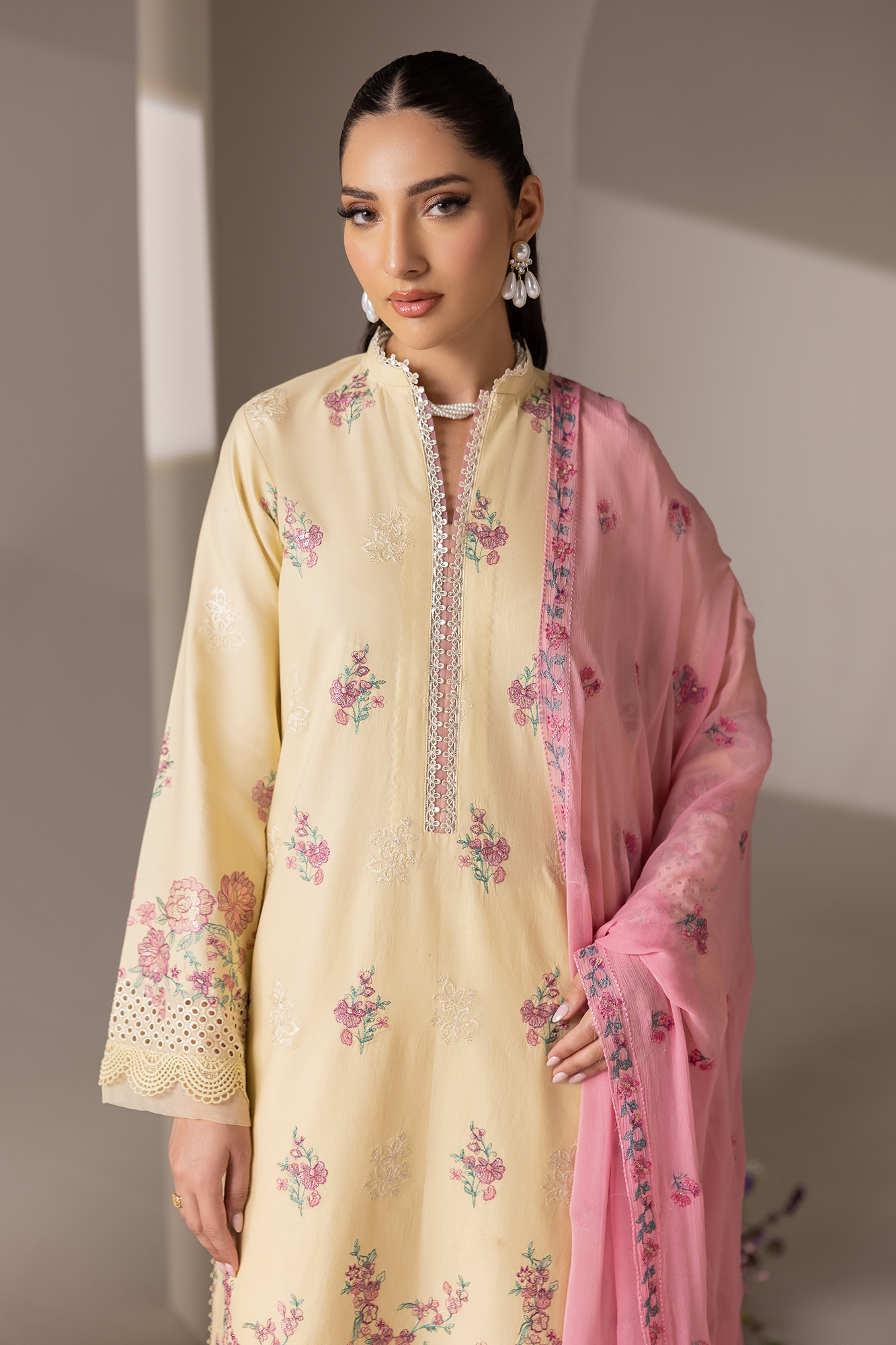 Rajbari | Premium Edition | Embroidered Chiffon Dopatta 09 - Luxury Dress - available at Maria Faisal in UK and USA.