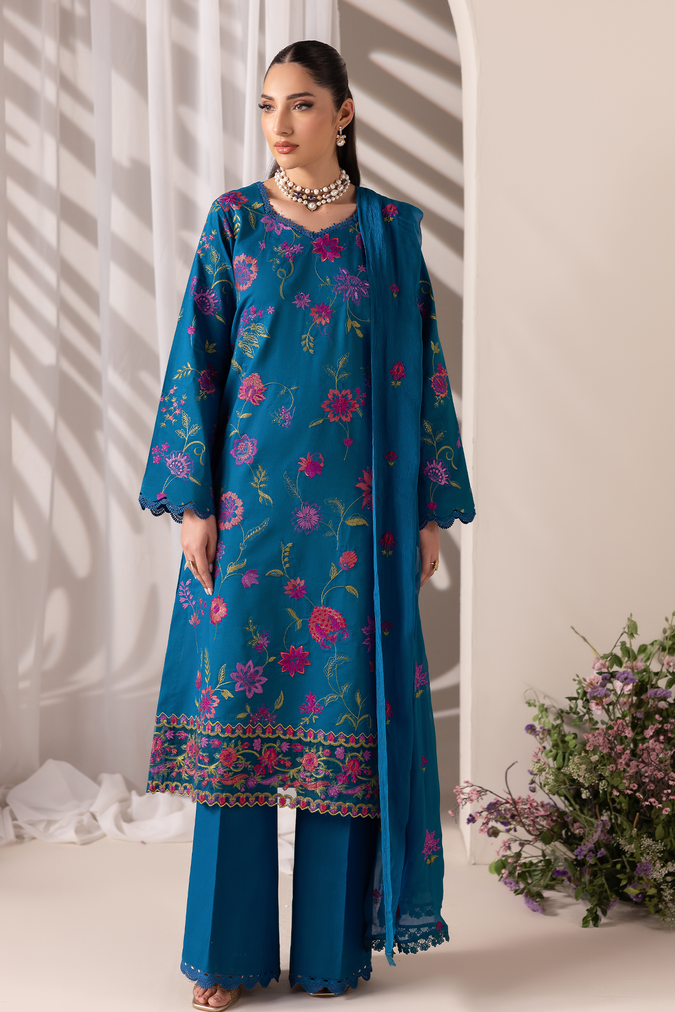 Rajbari | Premium Edition | Embroidered Chiffon Dopatta 11 - Luxury Dress - available at Maria Faisal in UK and USA.