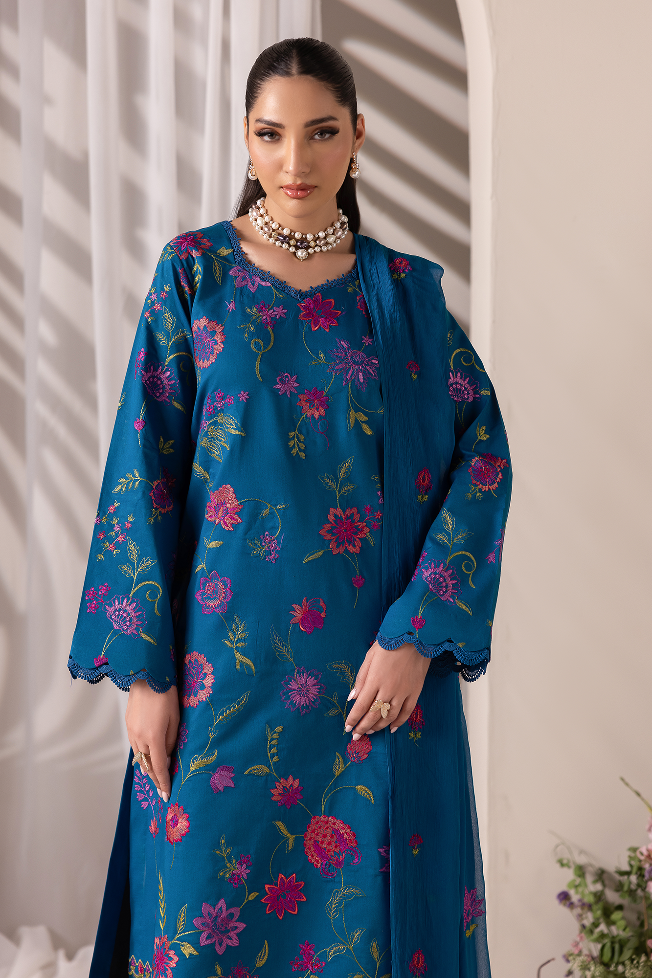 Rajbari | Premium Edition | Embroidered Chiffon Dopatta 11 - Luxury Dress - available at Maria Faisal in UK and USA.