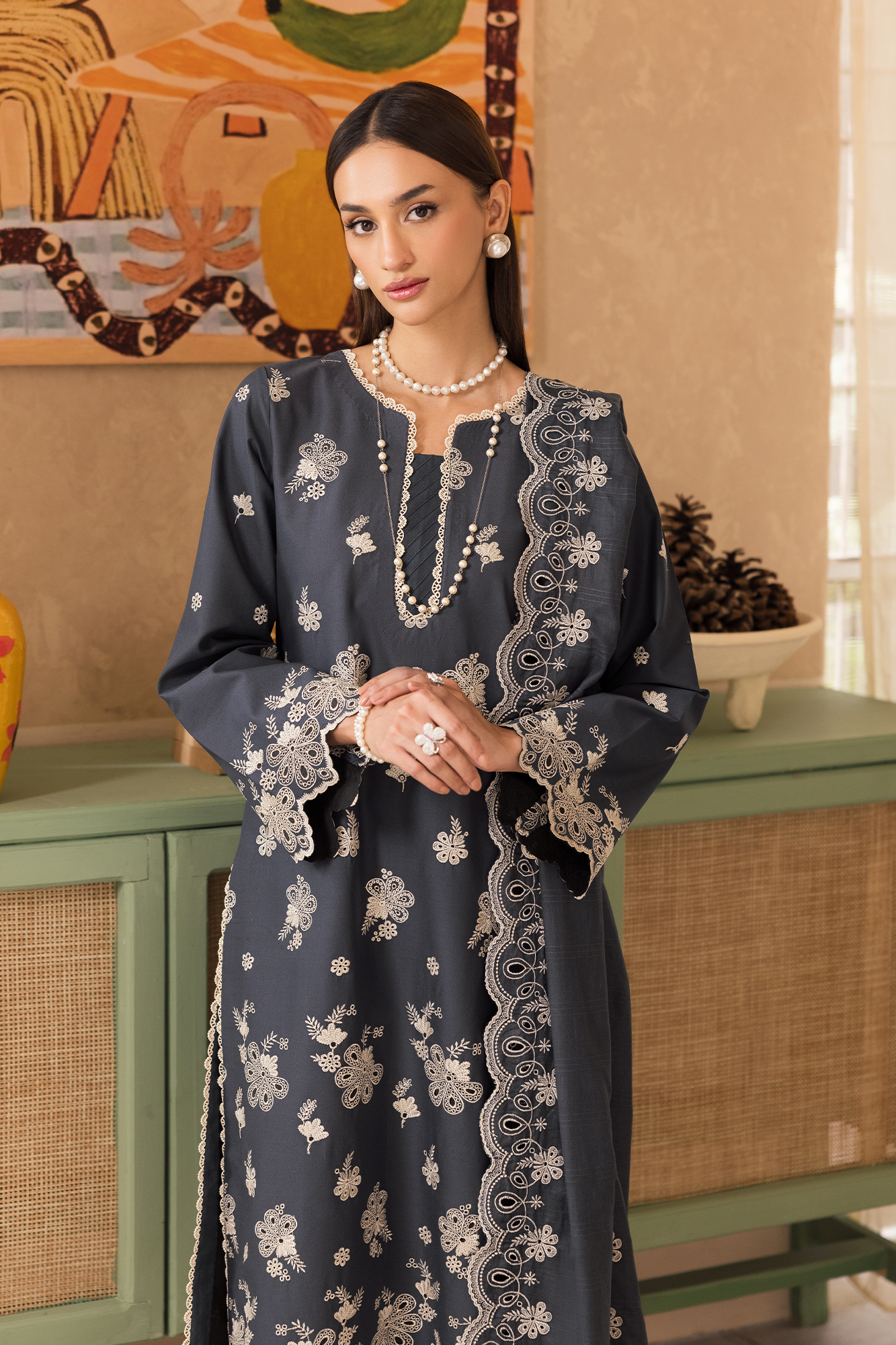 Rajbari | Nissa Chikankari Exclusive | Exclusive 01 - Luxury Dress - available at Maria Faisal in UK and USA.