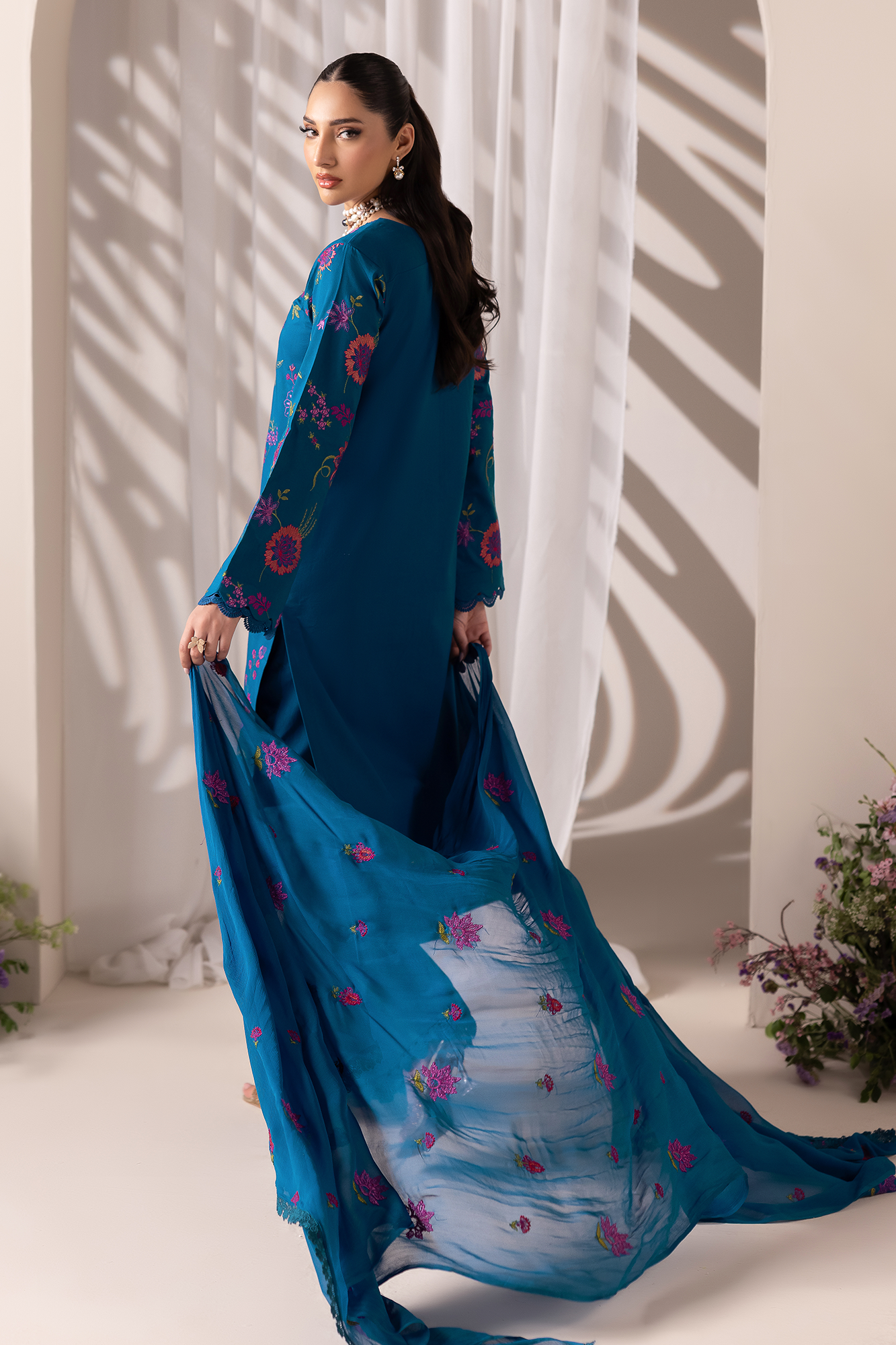 Rajbari | Premium Edition | Embroidered Chiffon Dopatta 11 - Luxury Dress - available at Maria Faisal in UK and USA.
