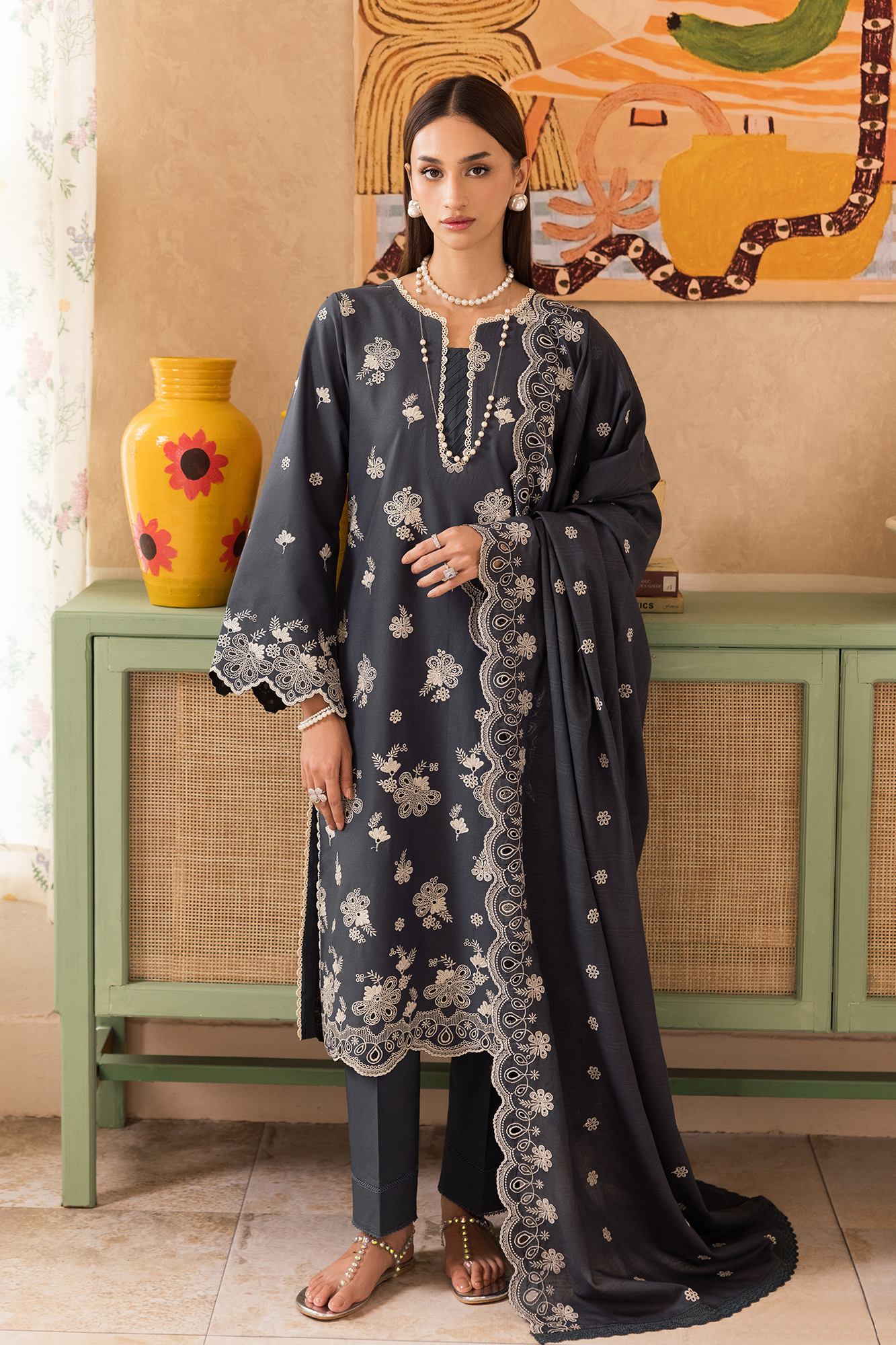 Rajbari | Nissa Chikankari Exclusive | Exclusive 01 - Luxury Dress - available at Maria Faisal in UK and USA.