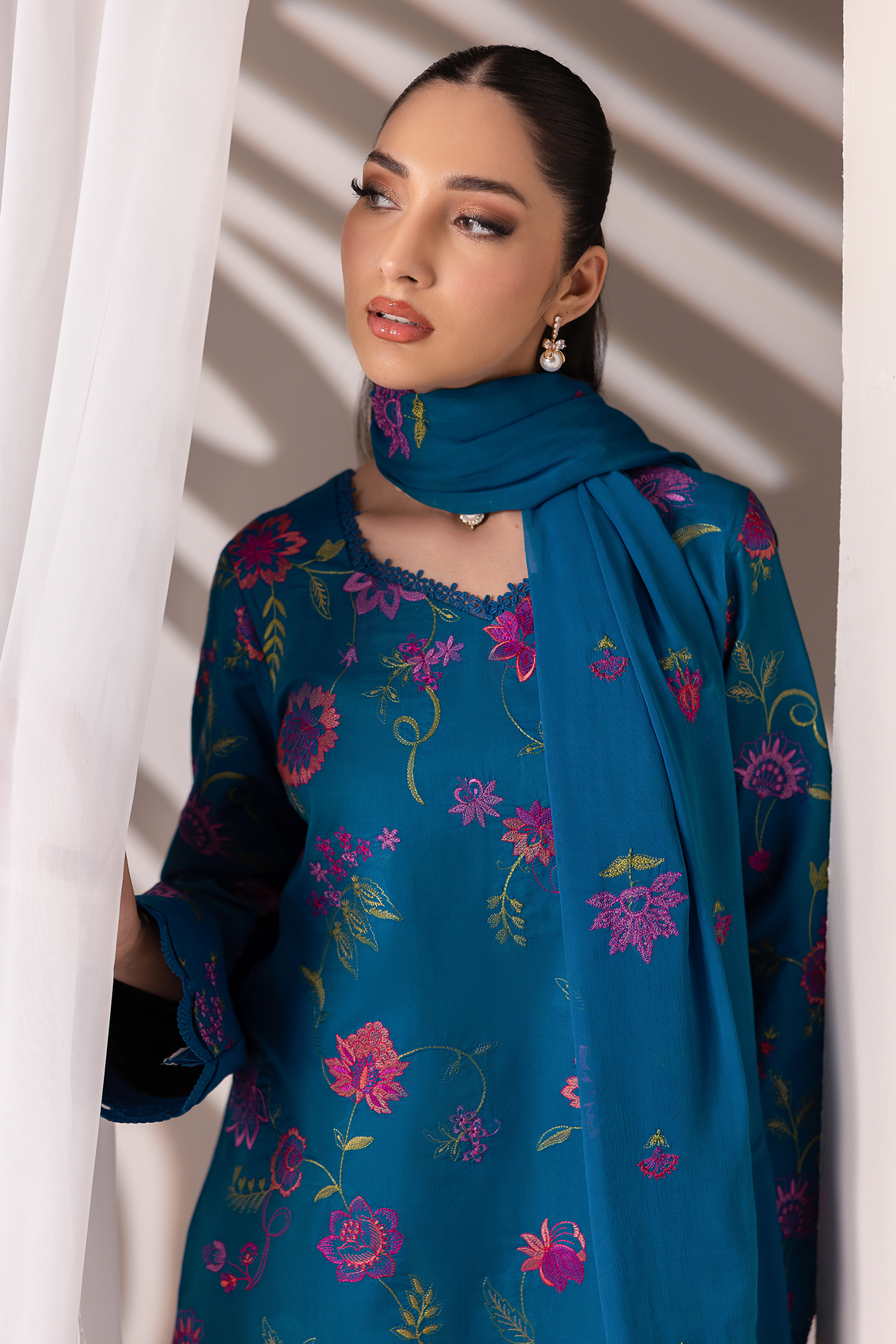 Rajbari | Premium Edition | Embroidered Chiffon Dopatta 11 - Luxury Dress - available at Maria Faisal in UK and USA.