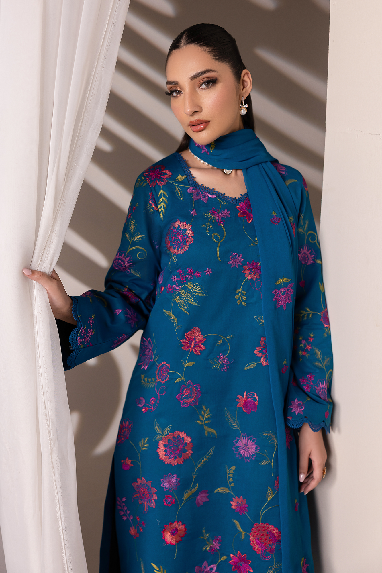 Rajbari | Premium Edition | Embroidered Chiffon Dopatta 11 - Luxury Dress - available at Maria Faisal in UK and USA.