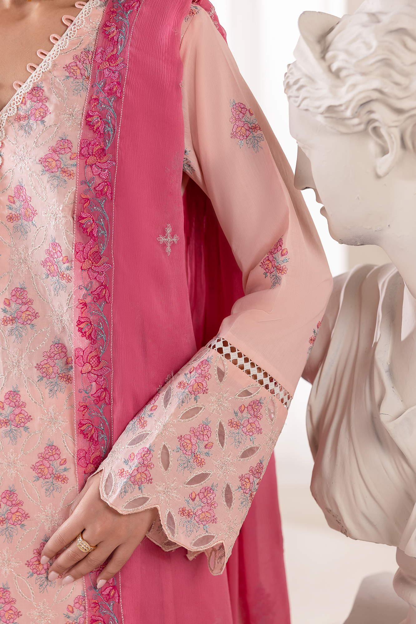 Rajbari | Premium Edition |Embroidered Chiffon Dopatta 02 - Luxury Dress - available at Maria Faisal in UK and USA.