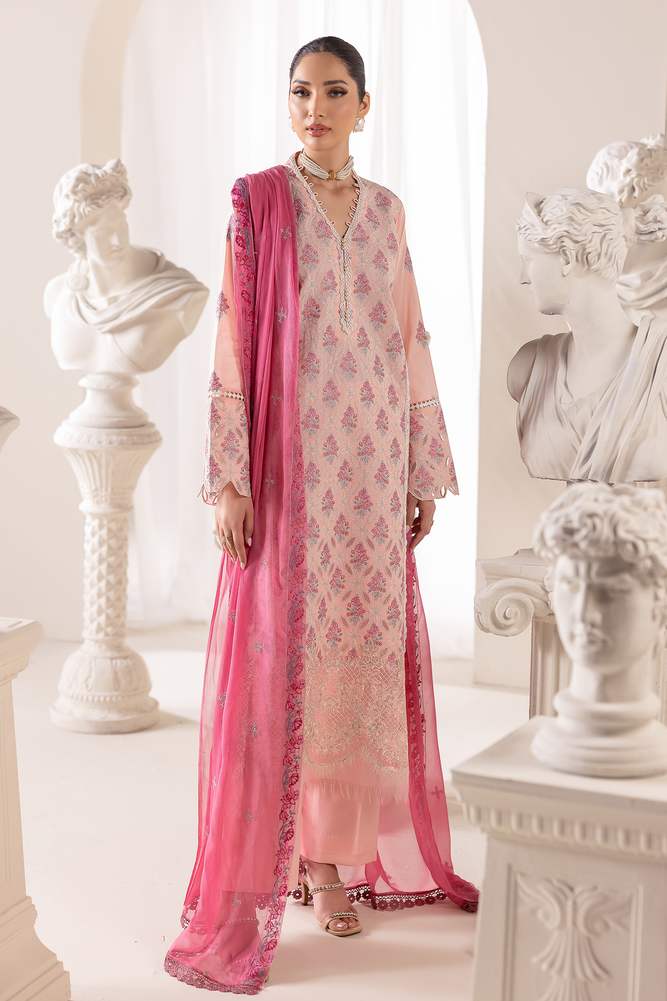 Rajbari | Premium Edition |Embroidered Chiffon Dopatta 02 - Luxury Dress - available at Maria Faisal in UK and USA.