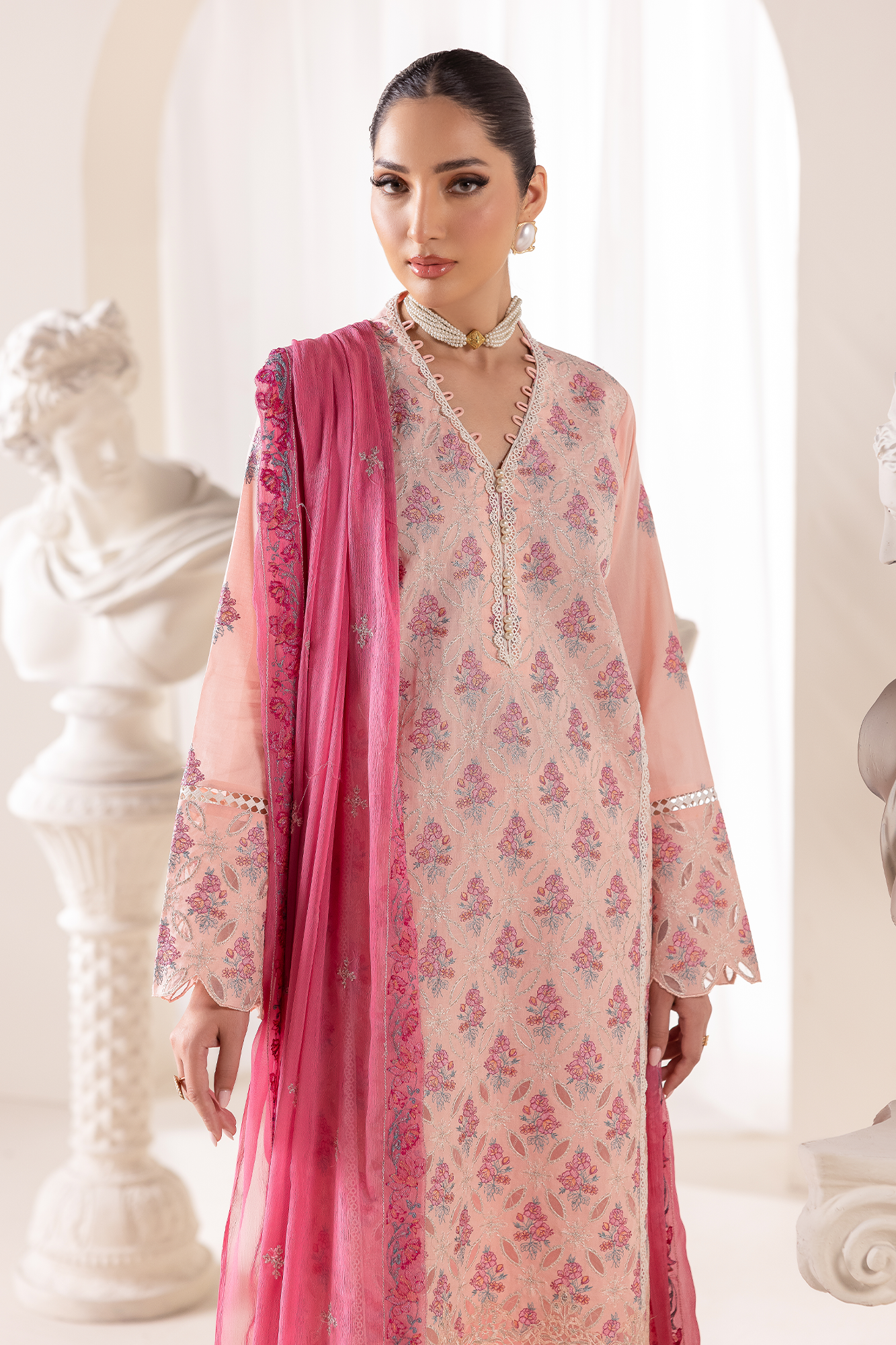 Rajbari | Premium Edition |Embroidered Chiffon Dopatta 02 - Luxury Dress - available at Maria Faisal in UK and USA.