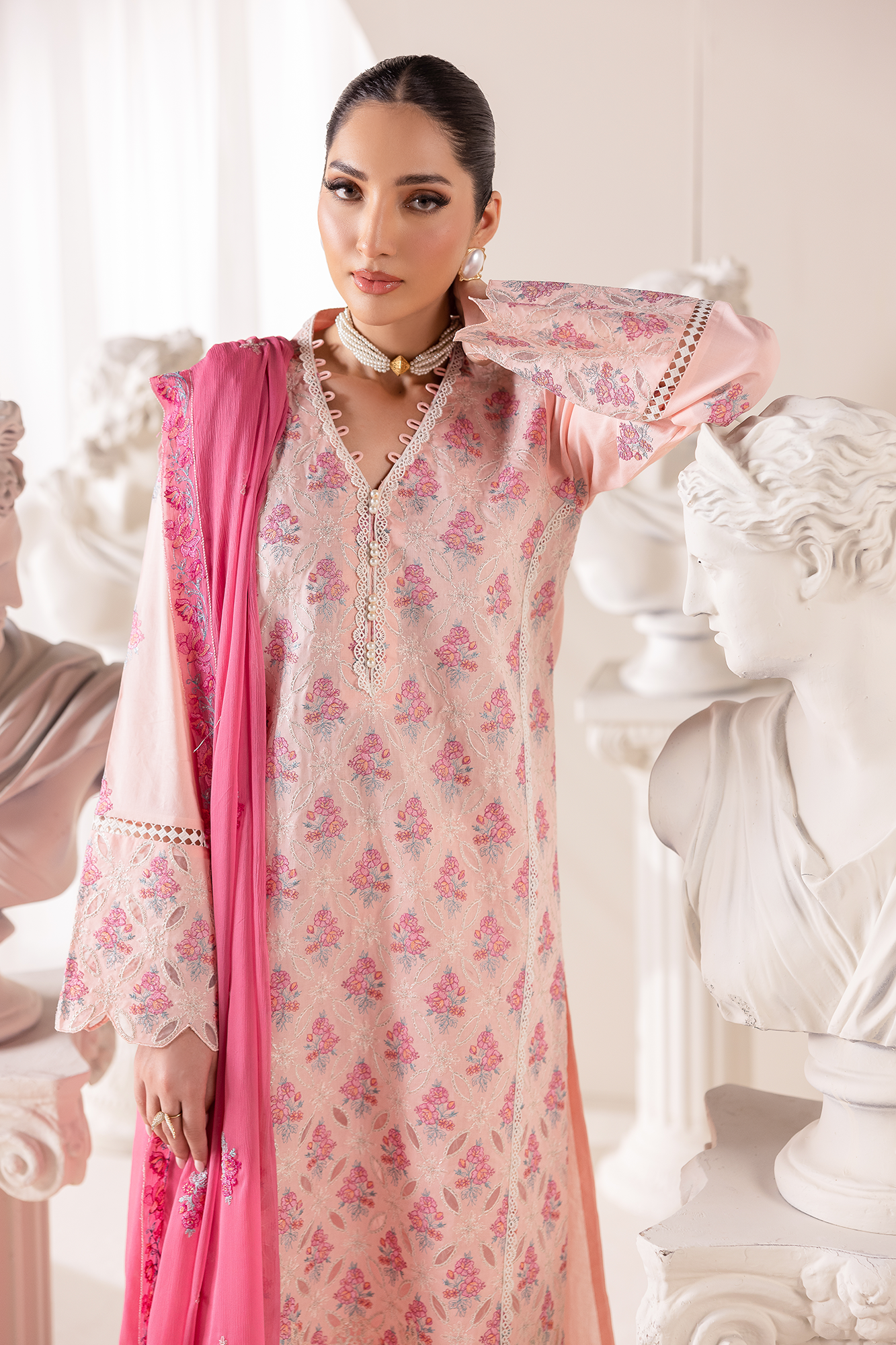 Rajbari | Premium Edition |Embroidered Chiffon Dopatta 02 - Luxury Dress - available at Maria Faisal in UK and USA.