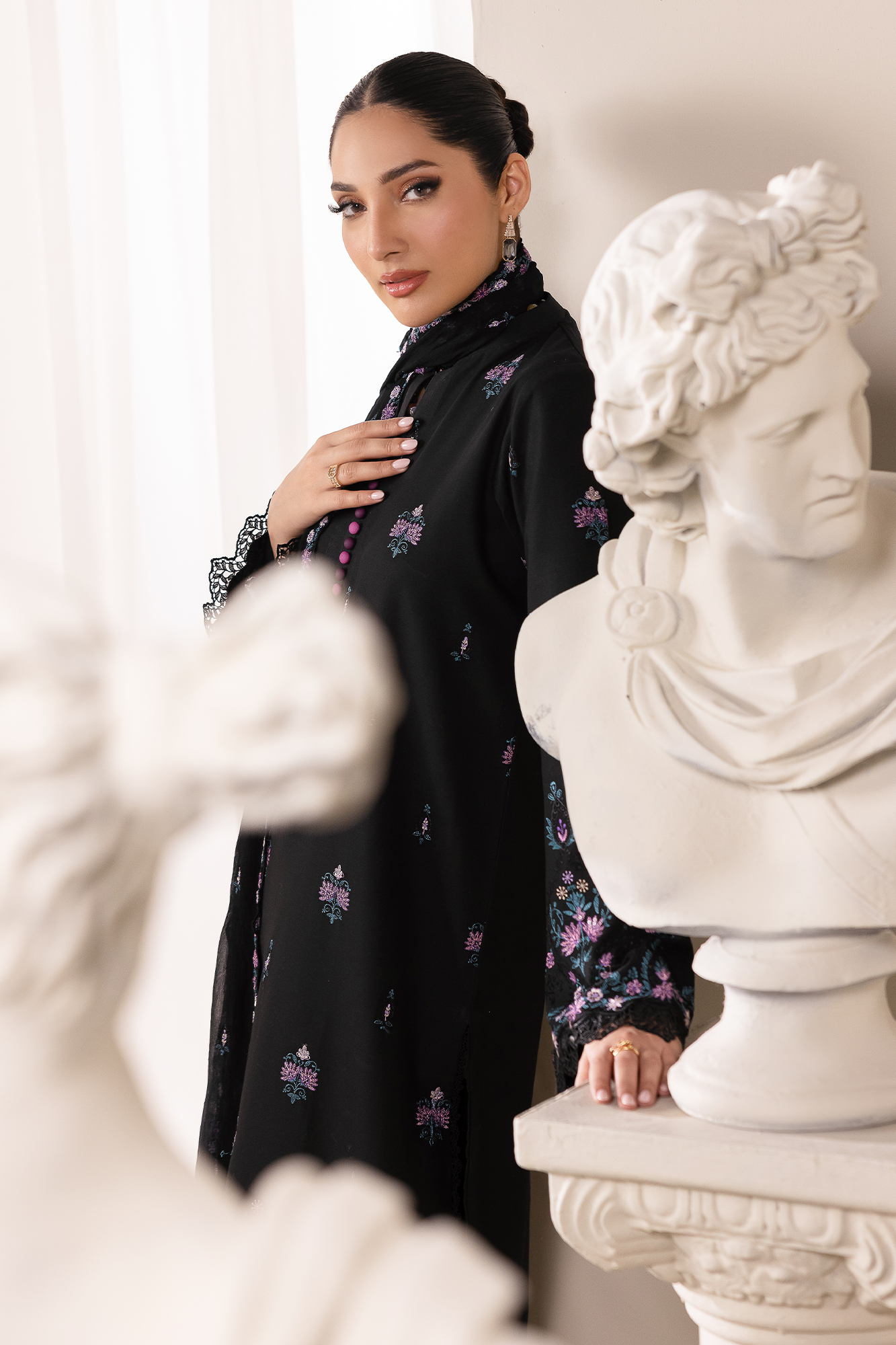 Rajbari | Premium Edition | Embroidered Chiffon Dopatta 01 - Luxury Dress - available at Maria Faisal in UK and USA.